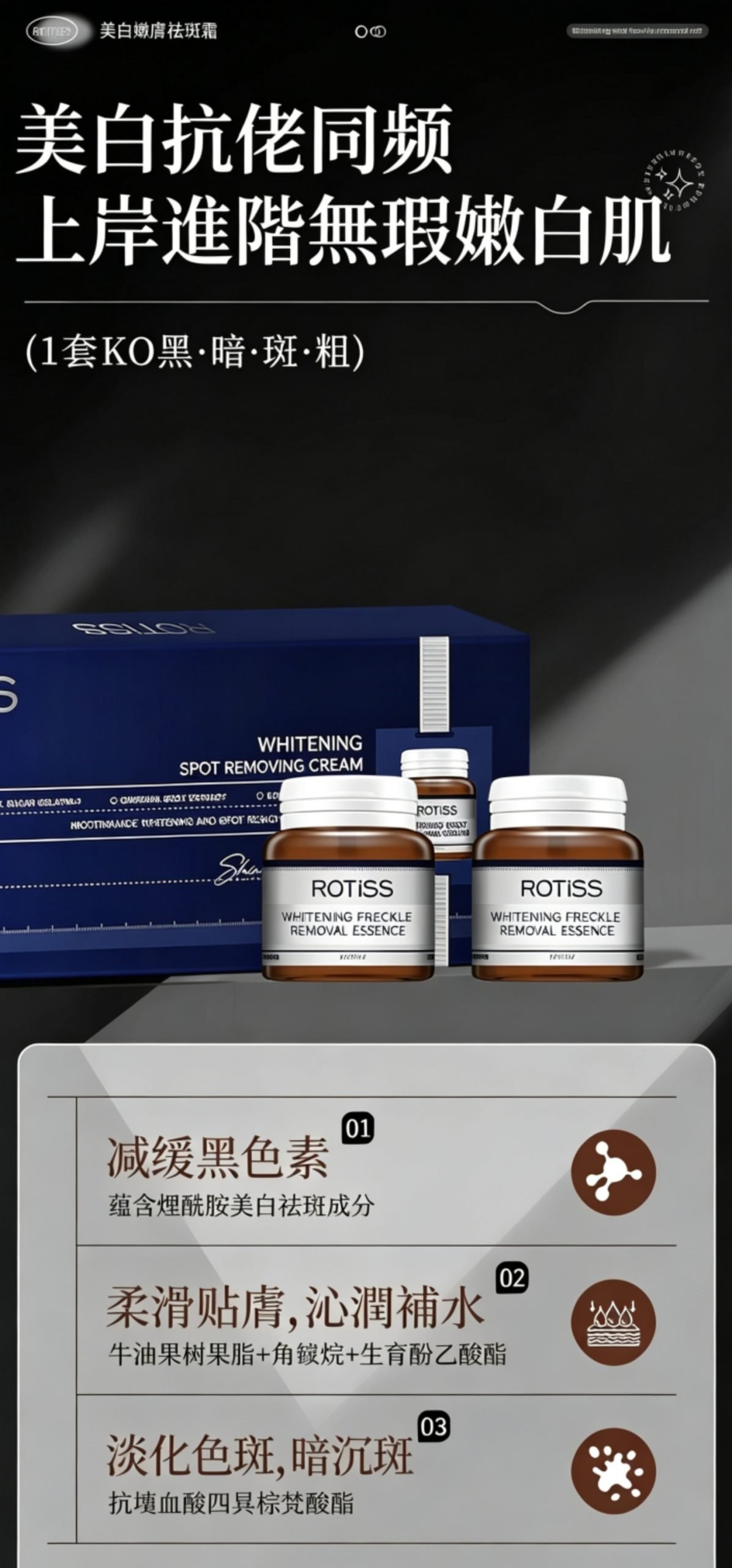 美白抗老同頻護理，進階無瑕嫩白肌